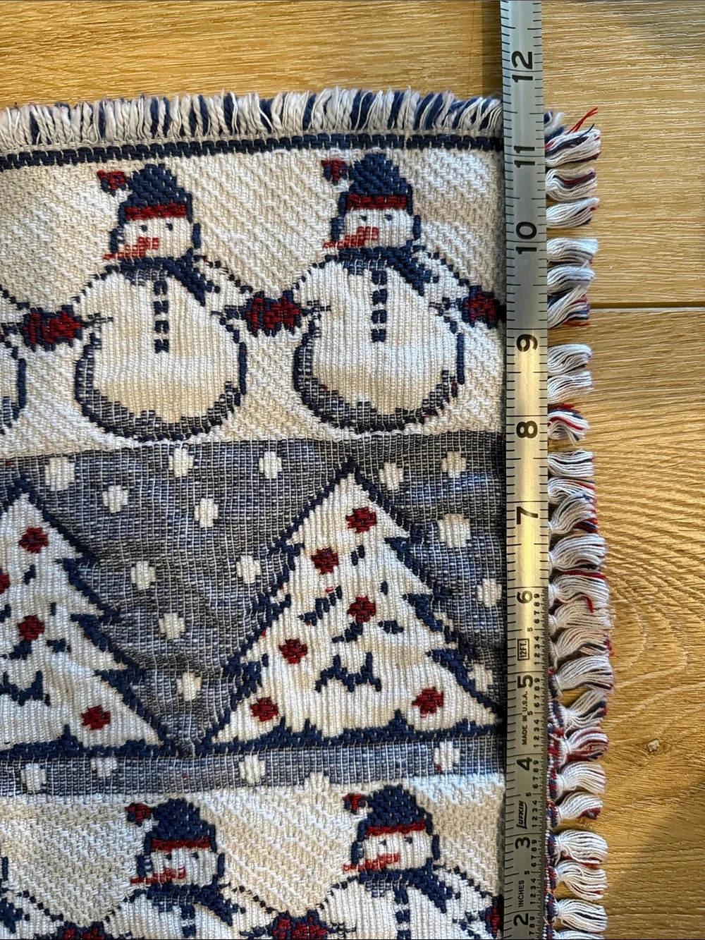 Vintage Y2K Holiday Winter Woven Tapestry Table Runner 90s 1990 Kitsch Christmas